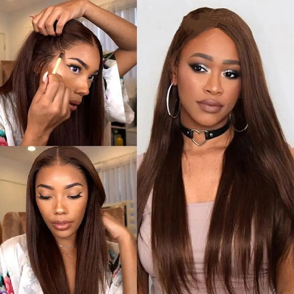 Straight #4 Chocolate Brown Raw Virgin Human Hair Weave Bundles 1/3/4Pcs Indian Bone Straight Extension For Women Sale Clearance