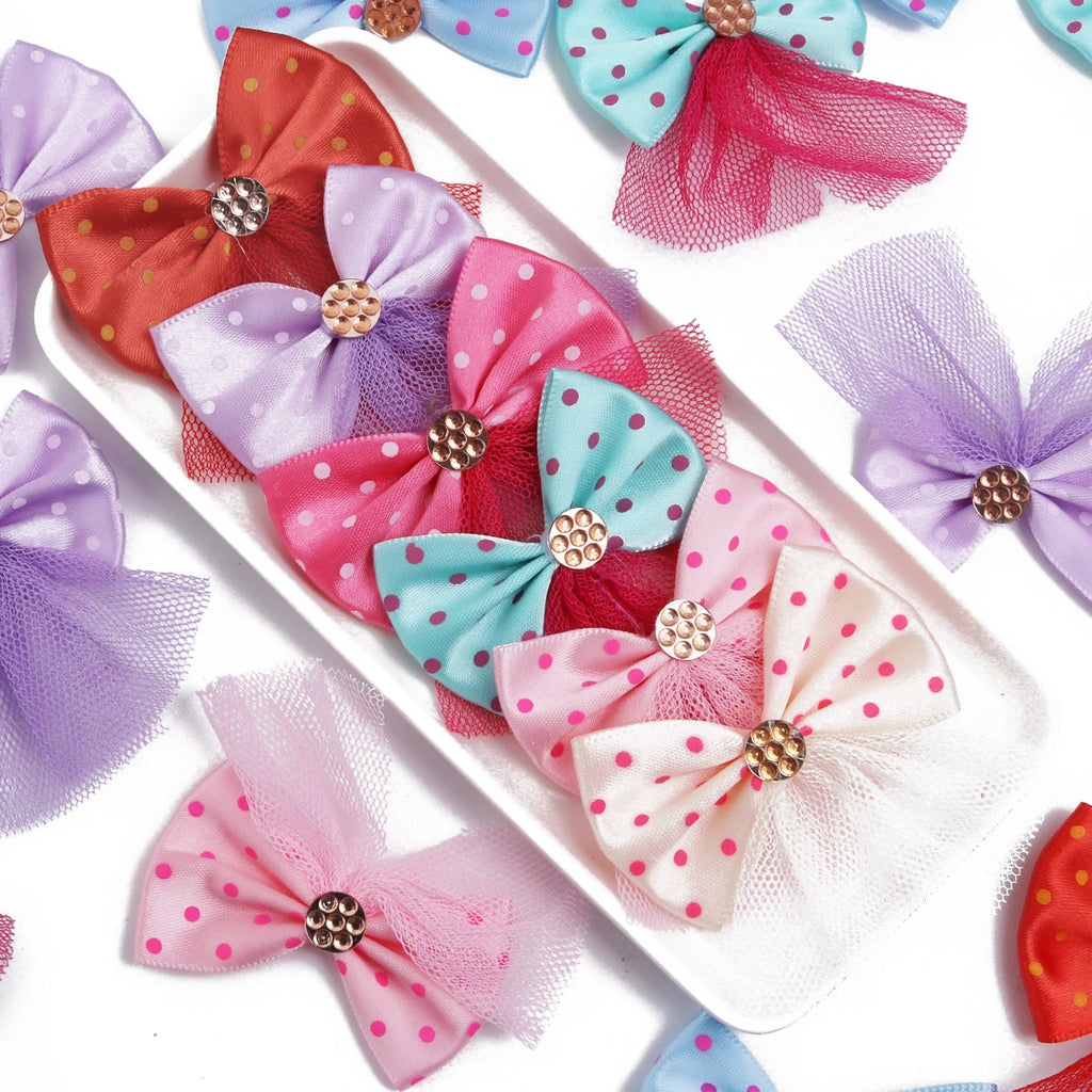 10PCS Dog Bow Dog Hair Accessories Handmade No Clip, No Rubber Band Pet Clothing Decoration Bows For Dogs Cats Pet Accessories
