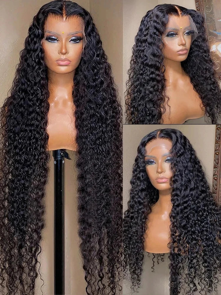40 Inch Deep Wave 13x6 Hd Lace Frontal Human Hair Wigs 250 Density Brazilian Curly Water Pre Cut Lace Glueless Wig Ready To Wear