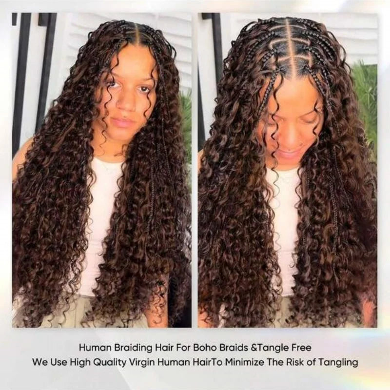 30Inch Colored Human Hair Bulk For Boho Braiding Curly Brazilian Highlight Deep Wave Human Hair Extension No Weft 2 Bundles 110g