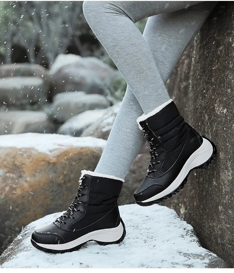 Women Boots Winter Platform Heels Snow Boots for Wamen 2023 Trend Fur Warm Ankle Boots Female Plush Winter Waterproof Shoes