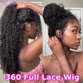 Curly Wigs 360 Full Lace Wig Deep Wave Water Wave Human Hair 1b Black Wig Invisi Strap Hd Lace Wigs 250 Density Bleached Knoted