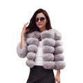 Women Faux Fox Fur Coats Zipper Short Coat Jackets Elegant Thick Warm Solid Jacket Lady Furry Outerwear Elegant Splice Winter