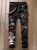 Inspired men's ripped jeans fashion slim and chapter stitching fashion street jeans fashion cutting edge