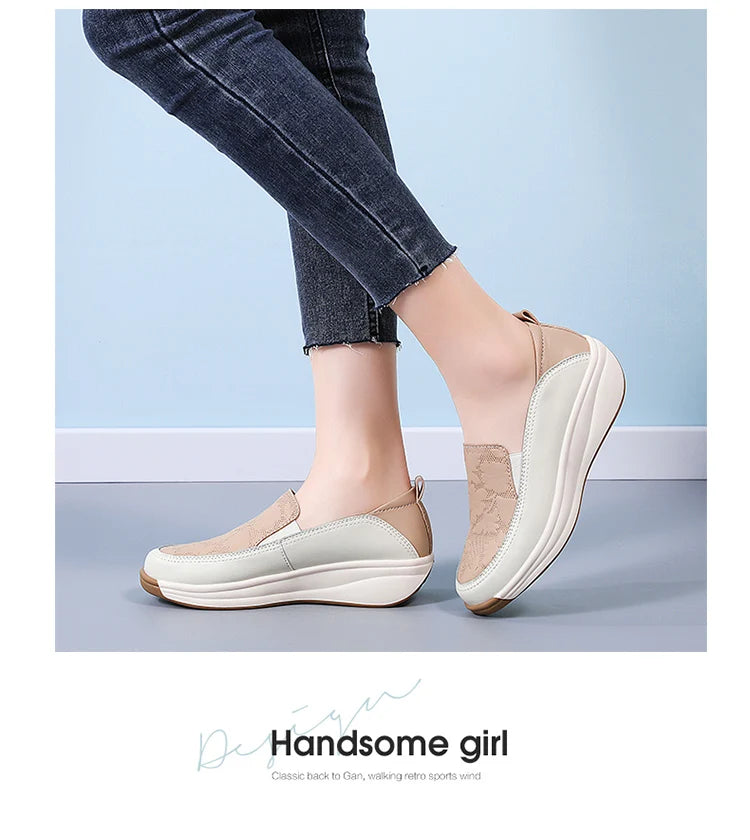 New women's 43 casual shoes, 100% genuine leather breathable and fashionable leather shoes for walking