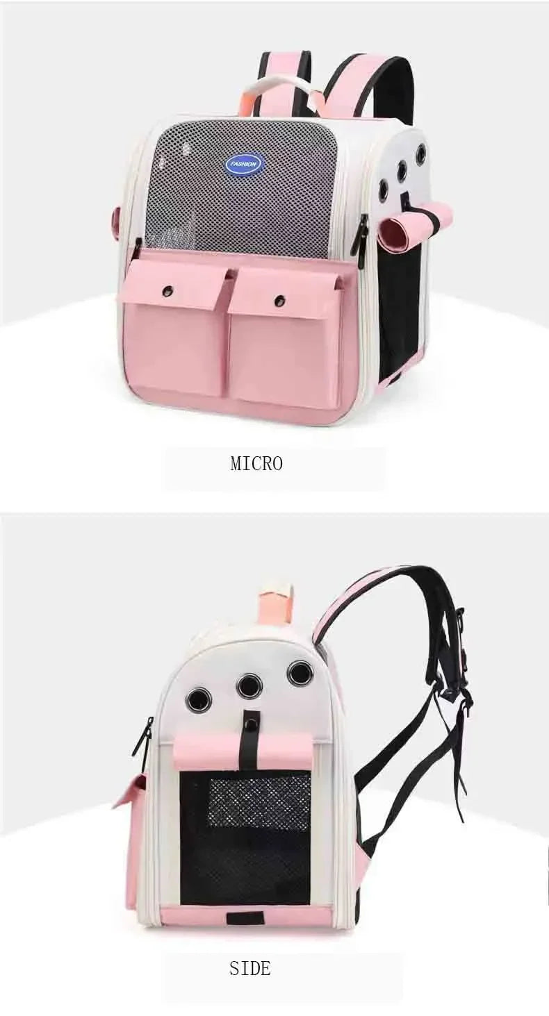 Ventilation Large Capacity Cat Carrier Backpack Adjustable Strap Pet Carrying Bag Foldable Cat Backpack for Outdoor Travel