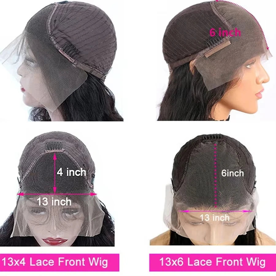 180% Density Body Wave Human Hair Wigs Natural Black Remy Hair Transparent Lace Front Wig Pre Plucked Hairline Lace Frontal Wig