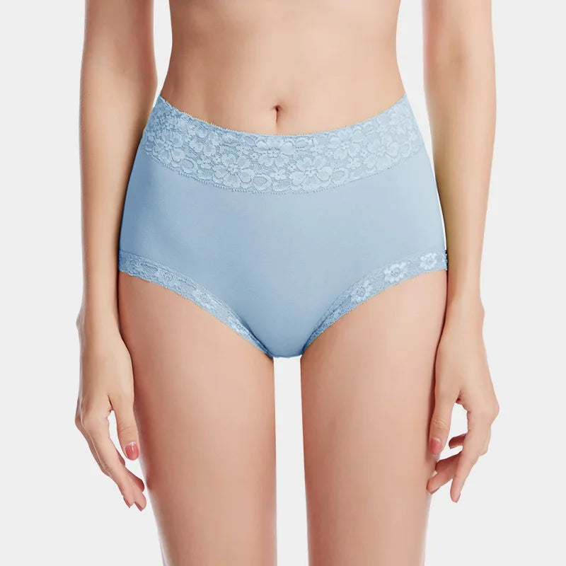 12PCS High quality Cotton Panties Women's Underwear High waist  Lace Resilient Soft  Briefs Abdomen In Slimming lingerie