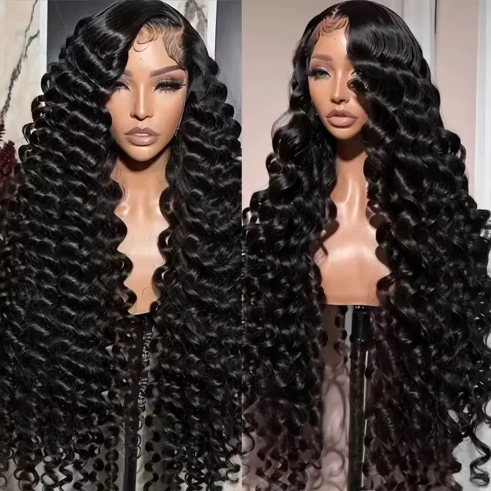 13x6 Loose Deep Wave HD Transparent Lace Frontal Wigs 200% Density 30 40 Inch 13x4 Curly Water Wave Lace Front Human Hair Wig