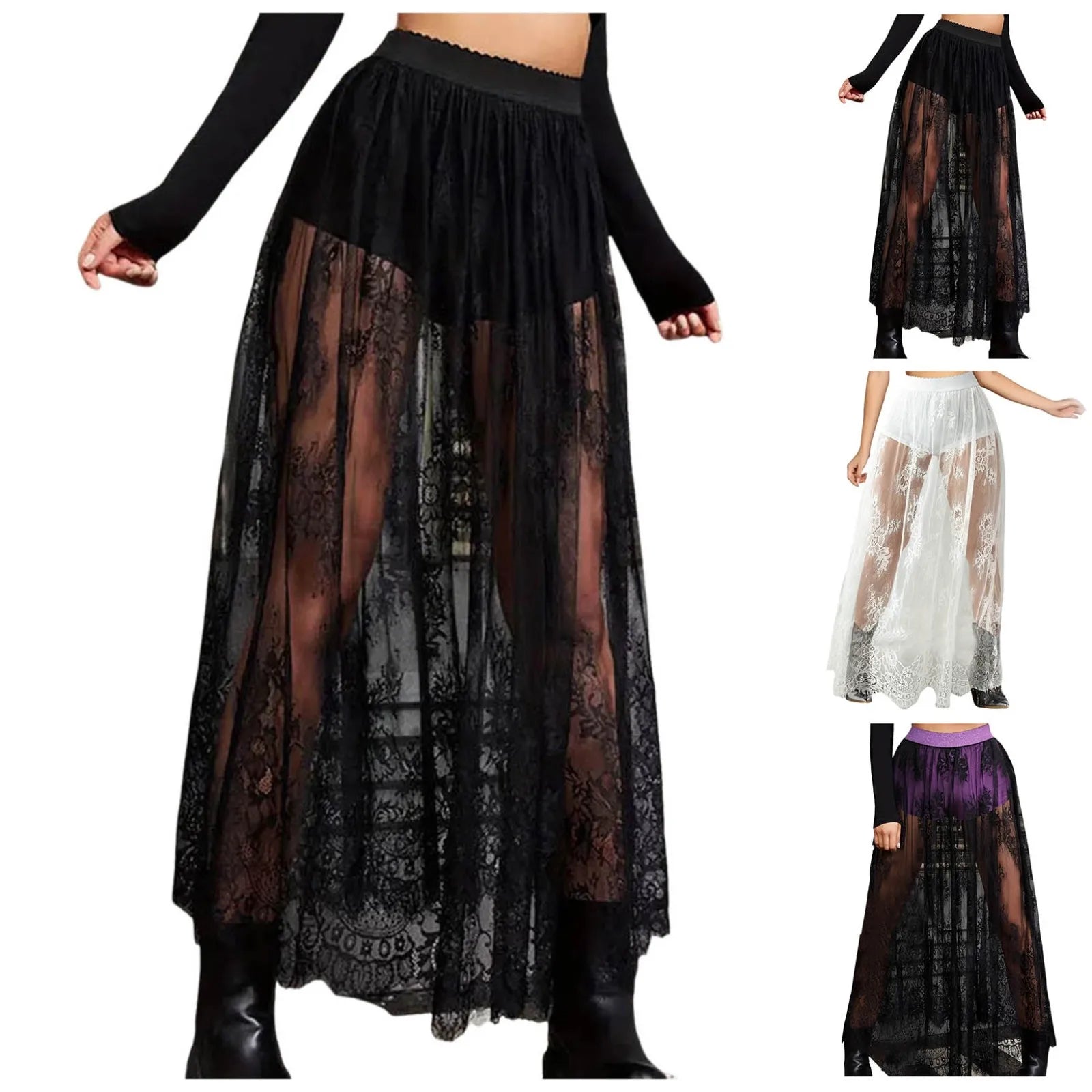 Womens Lace Skirt Elastic Waist Asymmetric Irregular Hem Lace Floral Hem Mini Skirt E Girl Sexy Fashion Streetwear юбка шорты