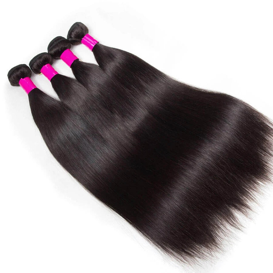 Straight Human Hair Bundles Brazilian Remy Hair Weave Bundles 1/3/4 PCS Natural Black 14-30 Inch Human Hair Extensions