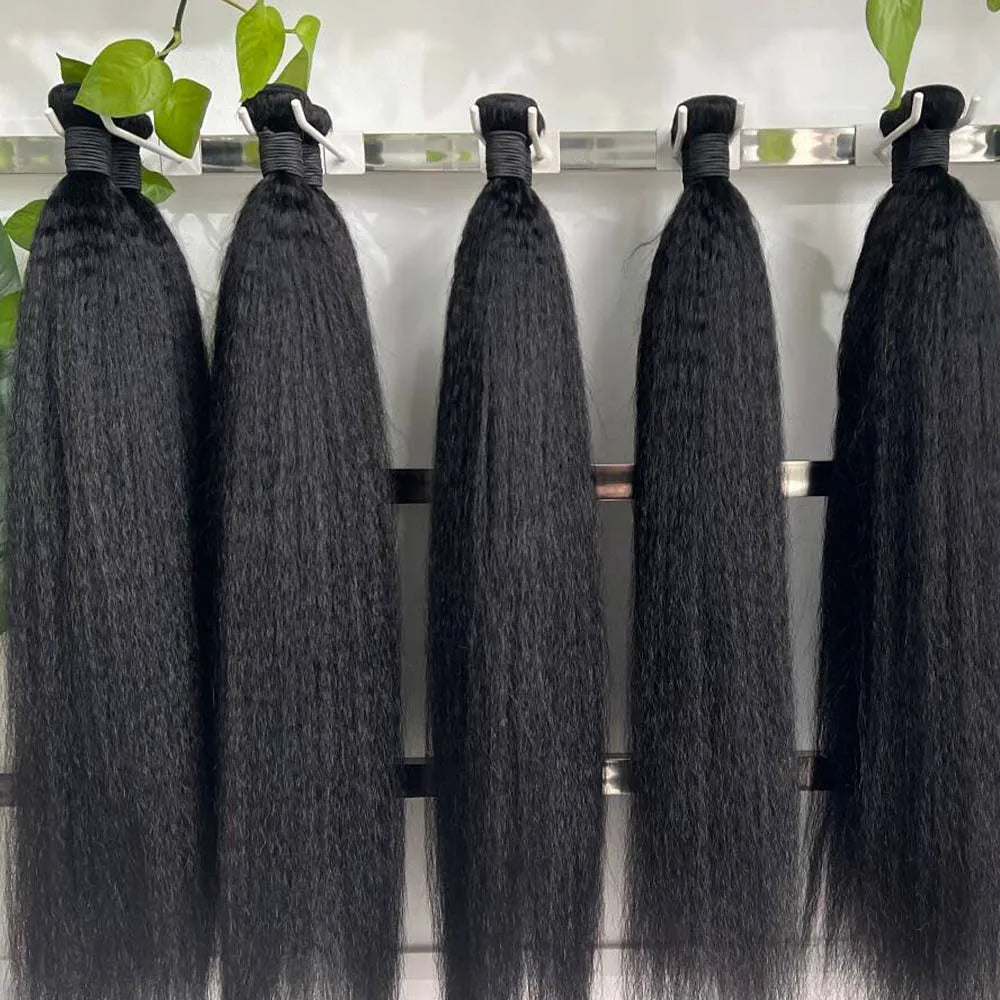 Clearance Sale Kinky Straight Bundles With HD Transparent Lace Closure Frontal And Bundles 100% Raw Virgin Human Hair Extension