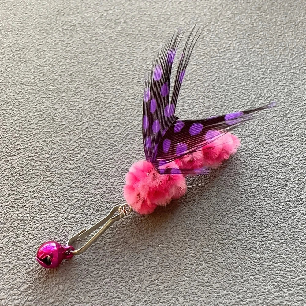 3pcs Cute Simulation Insect Cat Teaser Stick for Change Heads Cat Toys Feather Pet Toy Supplies