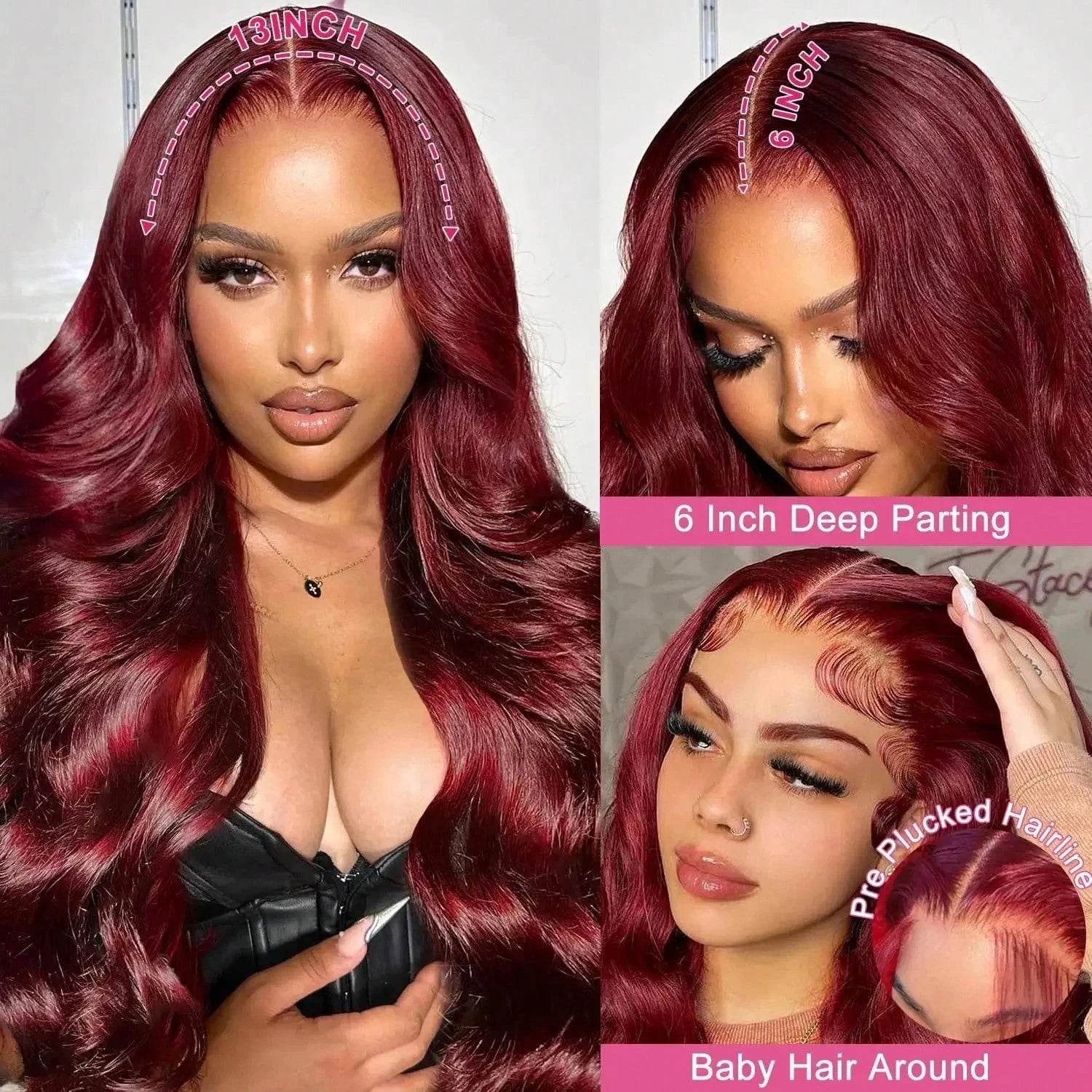 200% Colored 99j Wine Red Human Hair Wig Brazilian 40 Inch Burgundy 13x6 HD Lace Frontal Wig Body Wave 100% Remy Human Hair Wigs