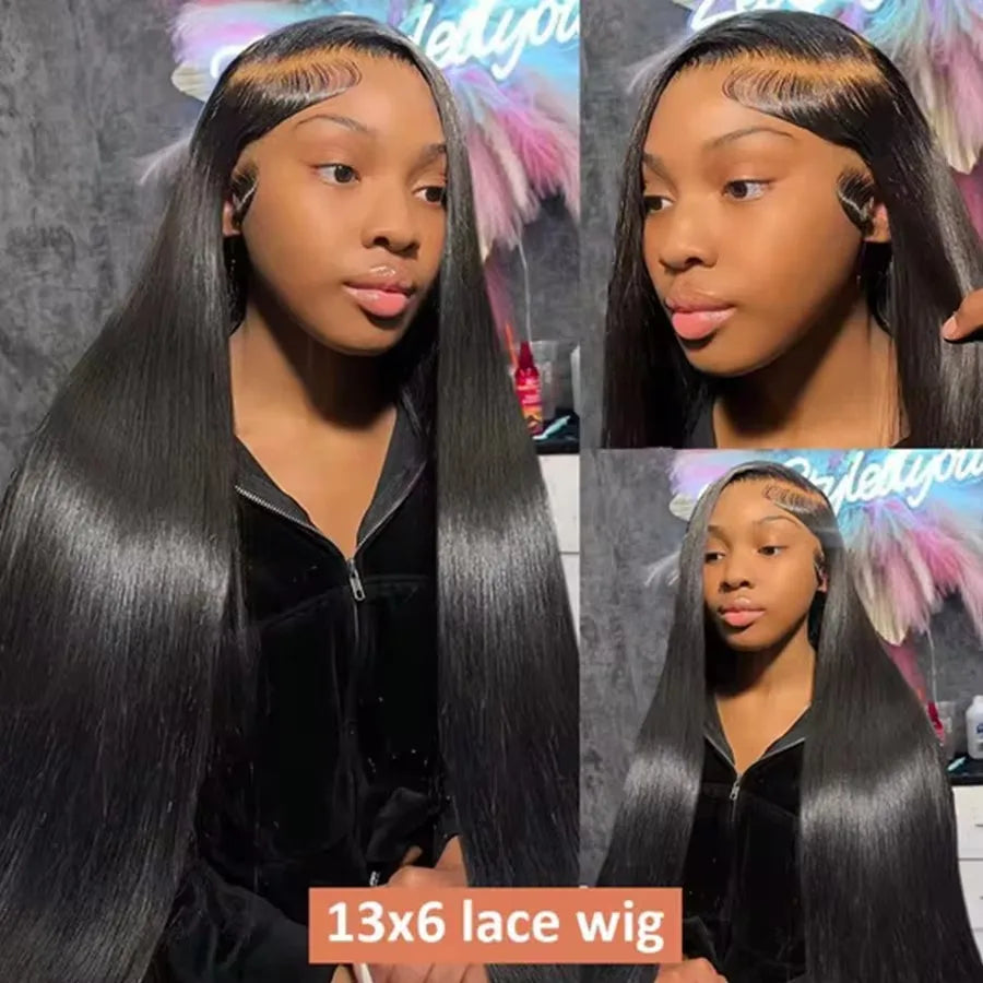 13x4 13x6 Hd Transparent Bone Straight Lace Front Wigs 30 40 Inch Brazilian Human Hair Wigs For  Women Straight Lace Frontal Wig