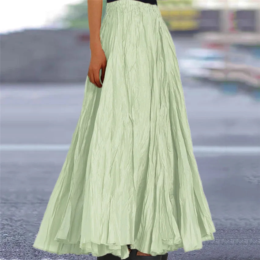Fashionable Pleated A-line Skirt Spring Summer New Women's Solid Color Half Length Skirt With Elegant Pleats Floor Length Skirt