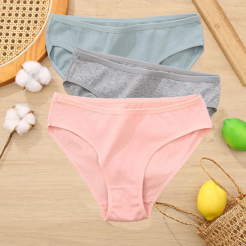 3PCS/Set Cotton Panties Women Briefs Jacquard Design Women Panties Sexy Female Underpants Solid Color Intimate Pantys S-XL