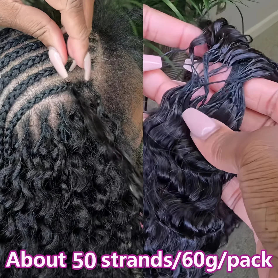 Small Spirals Curly Crochet Human Hair Extensions 12A Deep Pixie Curls Crochet Hair Pre Separated Knotless Miracle Knot Braids