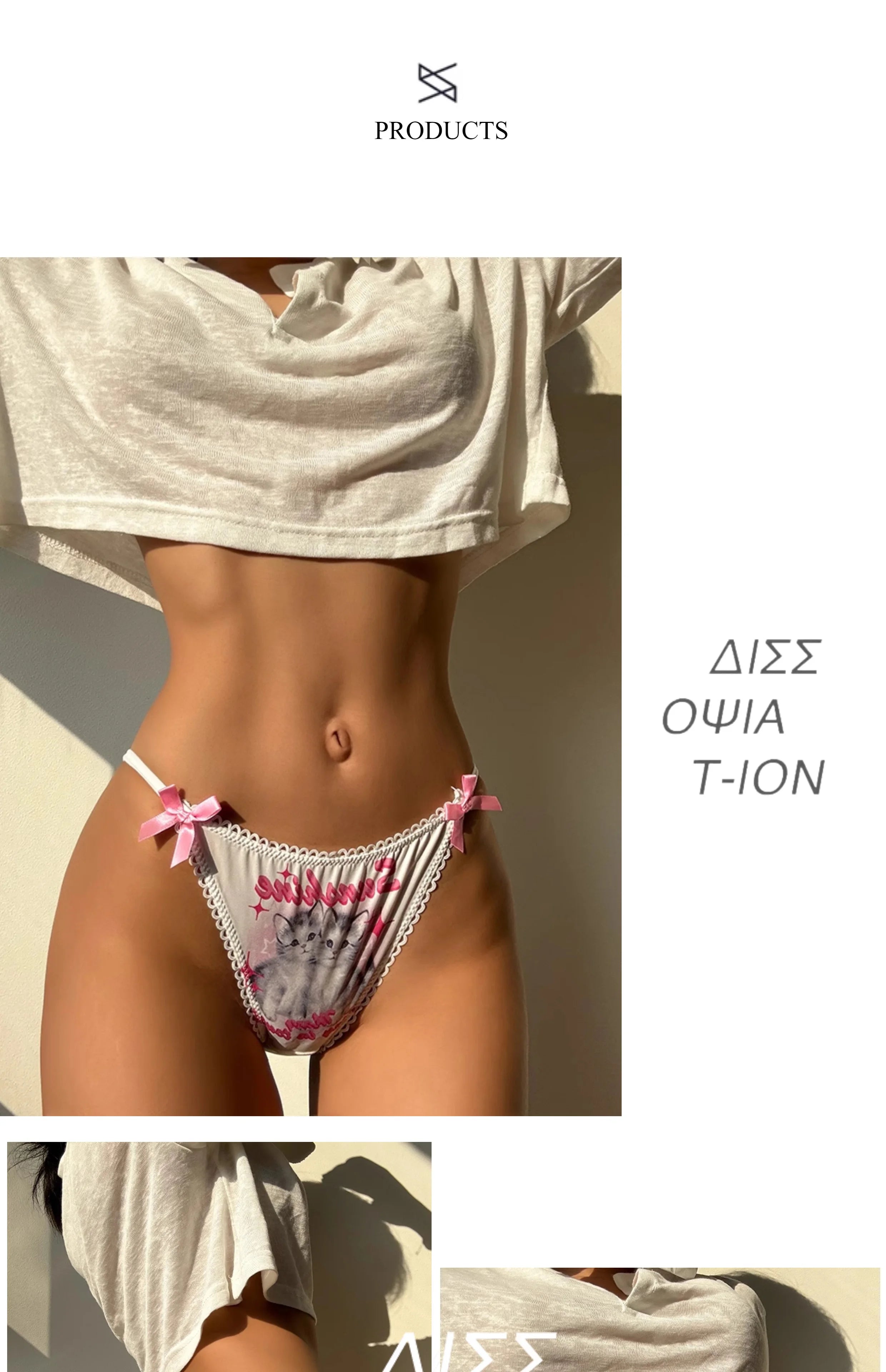 Ice Silk Cute Cat Girls Panties Thin Sexy Japanese Women Briefs Lady Thong Underwear Female Low Waist G String Lingerie