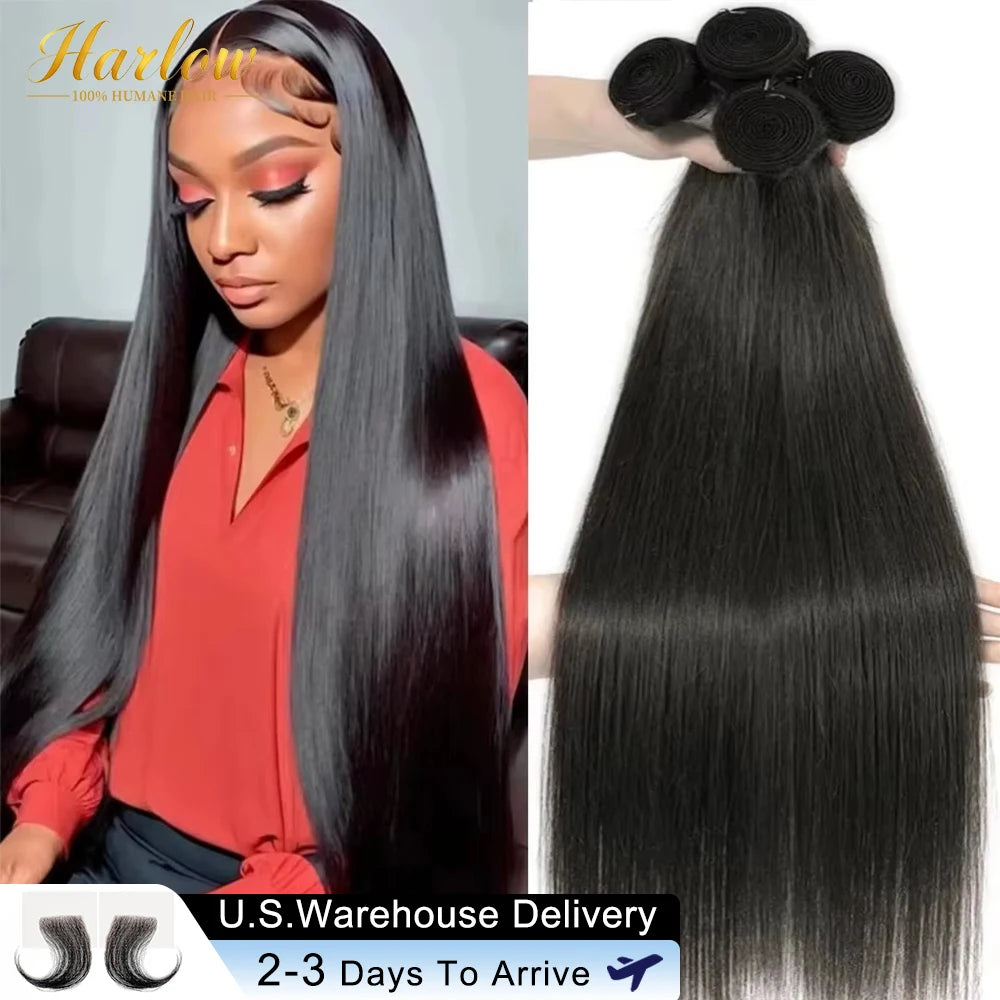 30 40 Inch Straight Bundles 100% Human Hair Brazilian Virgin Hair Natural Color 3 4 Pcs Raw Hair Bundles Extensions For Women