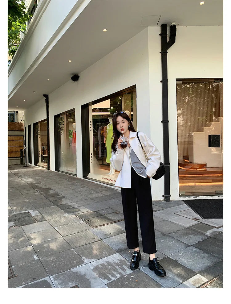 Office Career Women Pumps PU Spring New British Retro Metal Buckle Thick Bottom JK Flat Bottom Small Leather ShoesWoman Shoe