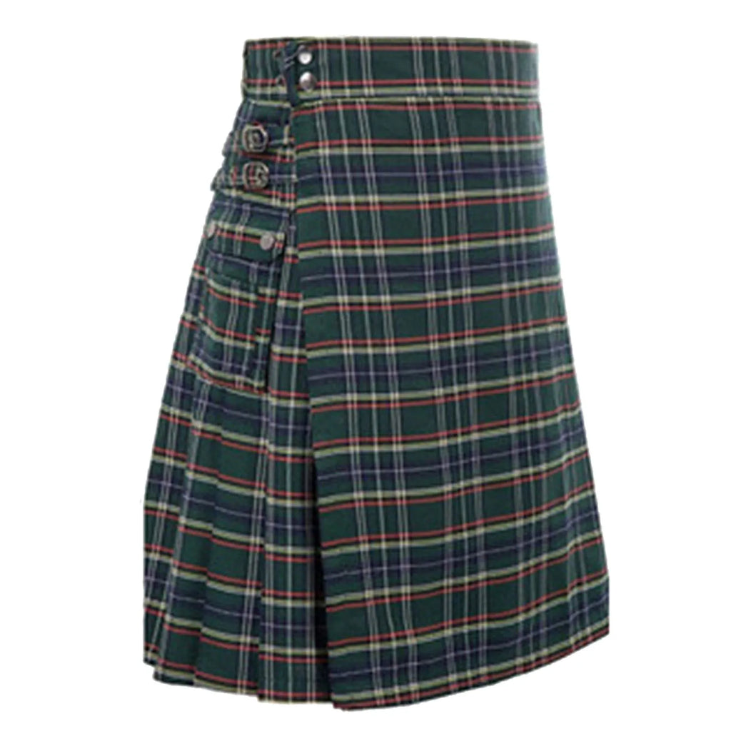 Mens Scottish Plaid Skirts Traditional Highland Tartan Practical Kilt Vintage Pleated Skirt Cosplay Carnival Fancy Party Dress