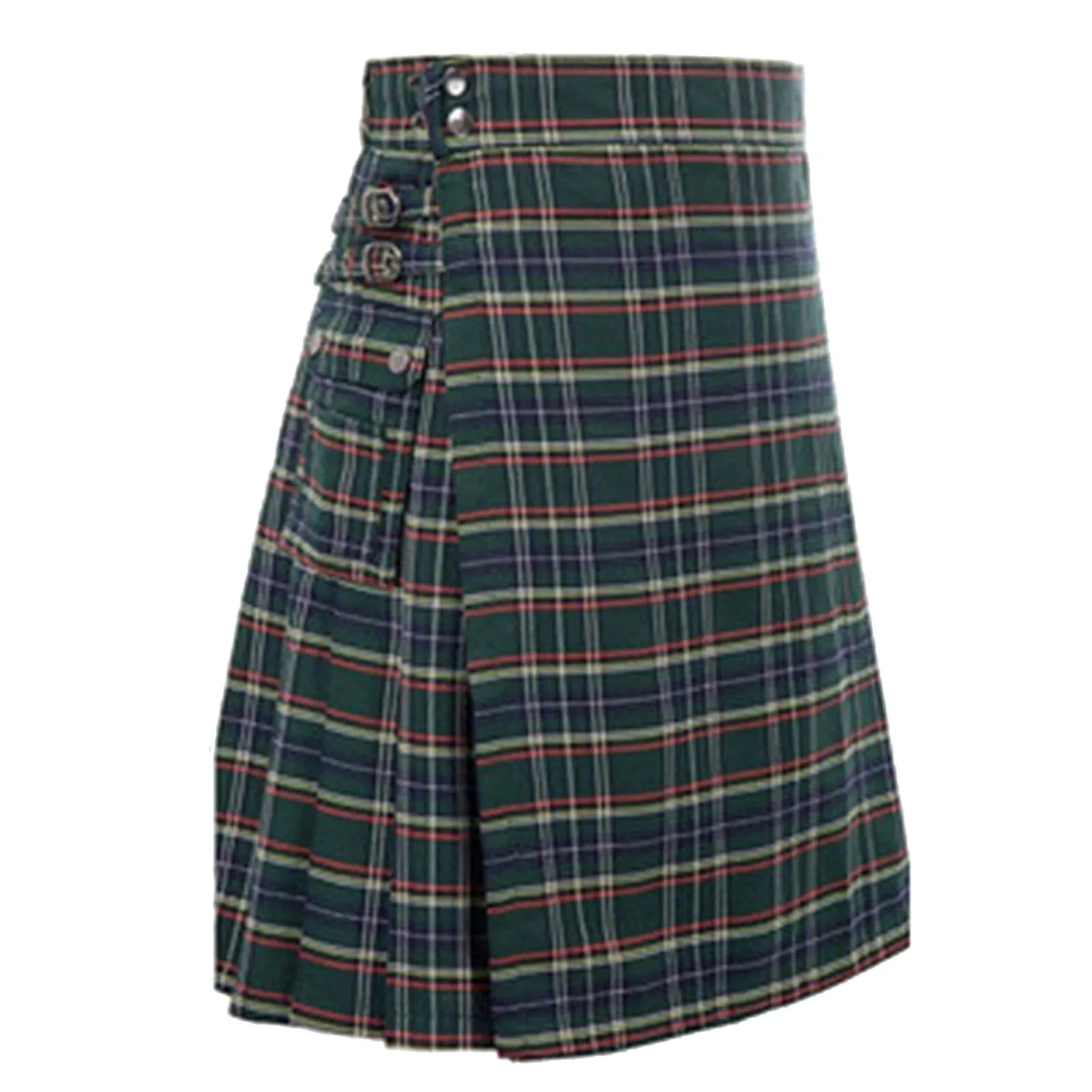 Mens Scottish Plaid Skirts Traditional Highland Tartan Practical Kilt Vintage Pleated Skirt Cosplay Carnival Fancy Party Dress