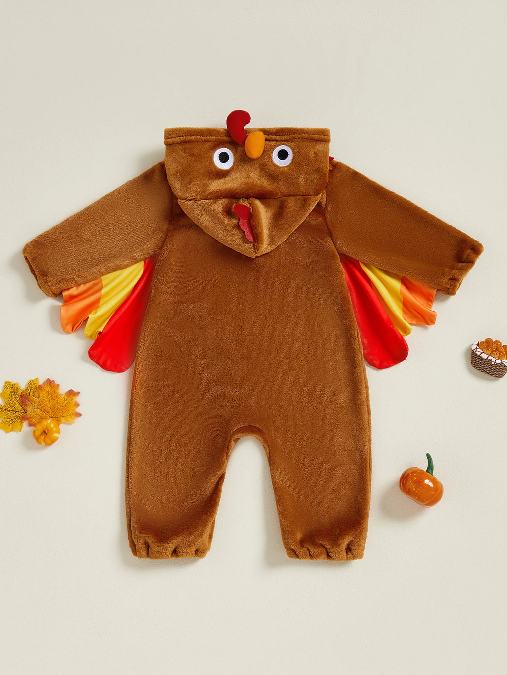 Adorable Infant Turkey Outfit with Soft Hooded  for Baby Boys and Girls - Cute Thanksgiving Costume for Toddlers