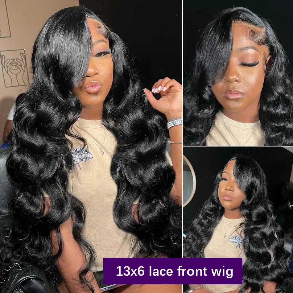Body Wave Wig 100% Human Hair 13X6 Hd Lace Frontal Wig 30 40 Inch Brazilian 13X4 Lace Front Black Wig For Women 250 Density
