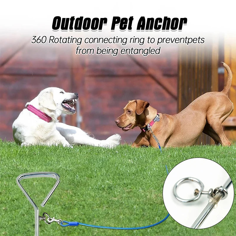 Outdoor Camping Dog Stake Pet Leash Pet Dog Tie Stake Reusable Spiral Ground Pegs Metal Stakes For Large Dogs Leash Single Spike
