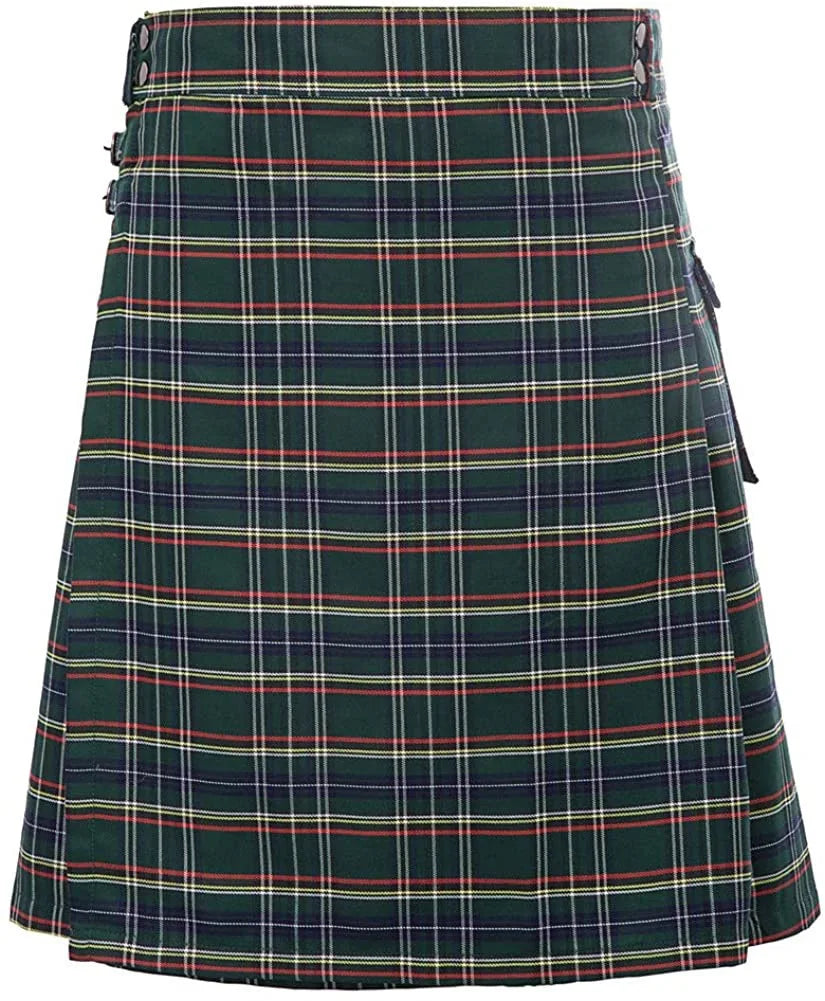 Men's Scottish Festive Skirt Men's Check Contrast Pleated Skirt