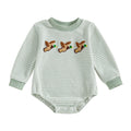 Lioraitiin Newborn Baby Boy Romper Long Sleeve Round Neck Duck Embroidery Bodysuit Fall Playsuit