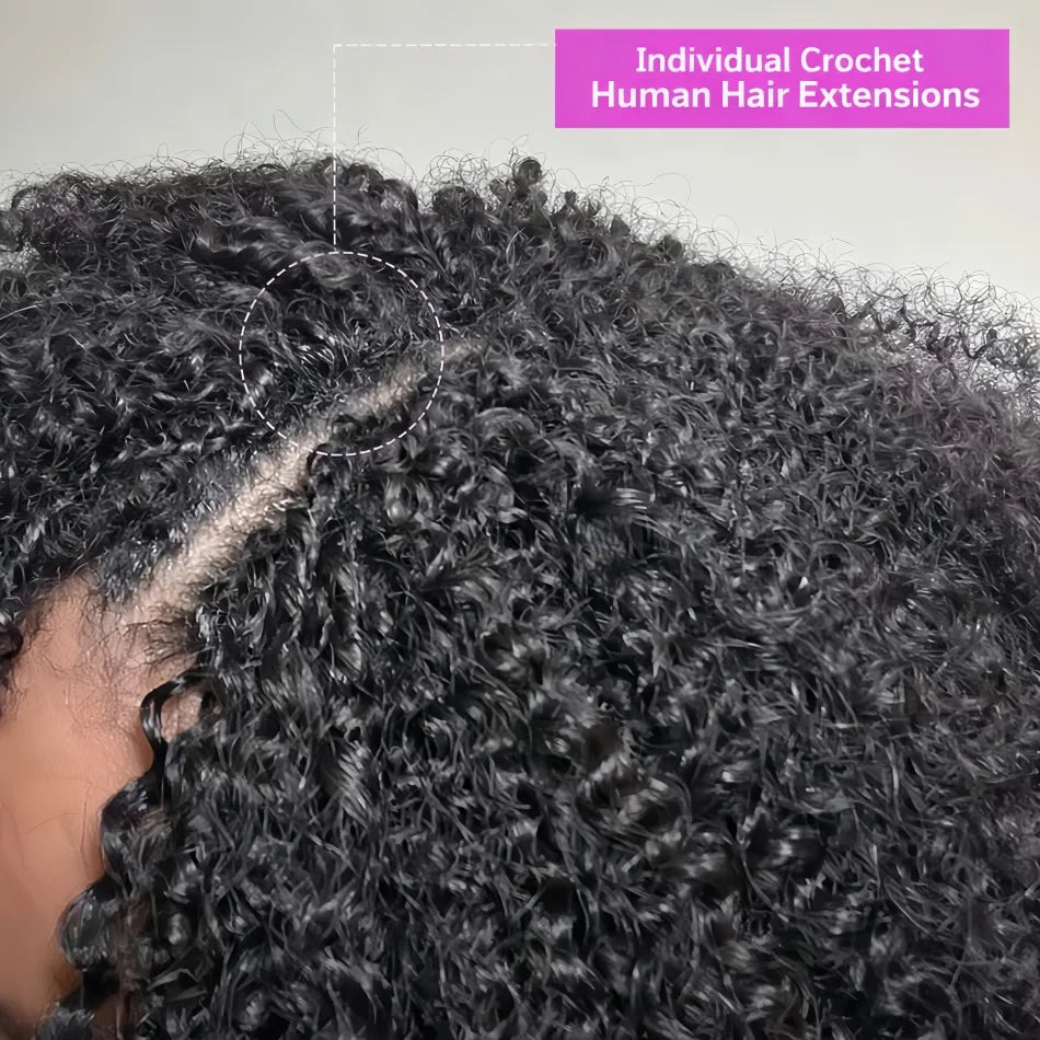 Small Spirals Curly Crochet Human Hair Extensions 12A Deep Pixie Curls Crochet Hair Pre Separated Knotless Miracle Knot Braids