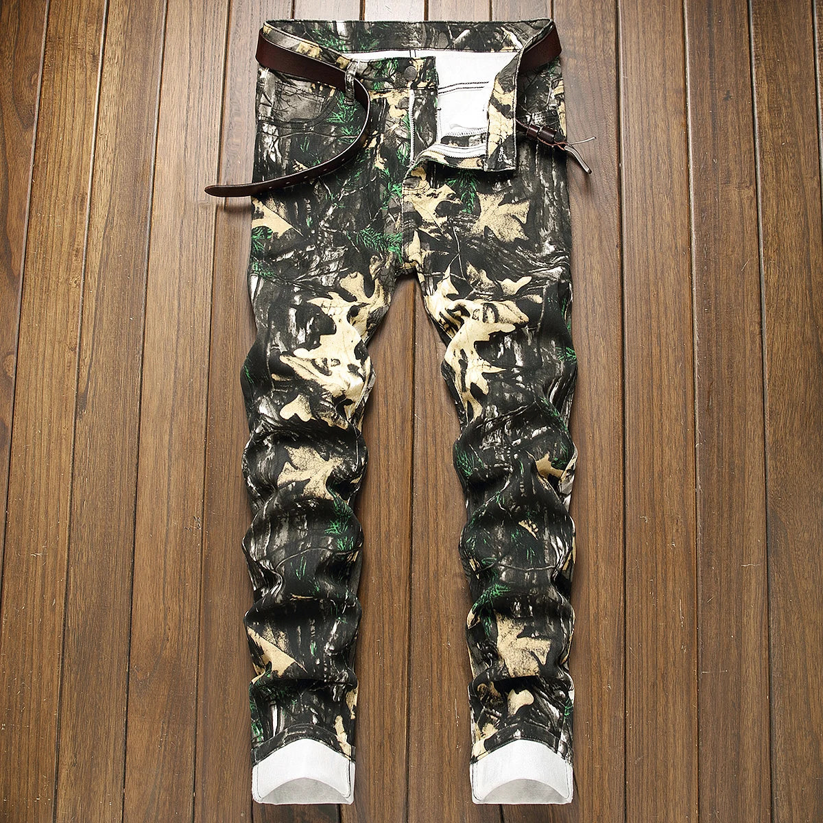 Stylish Mid Stretch Slim Fit Jeans - Men's Mid Waist Distressed And Ripped Denim Jeans With Tassels For All Seasons Street Wear