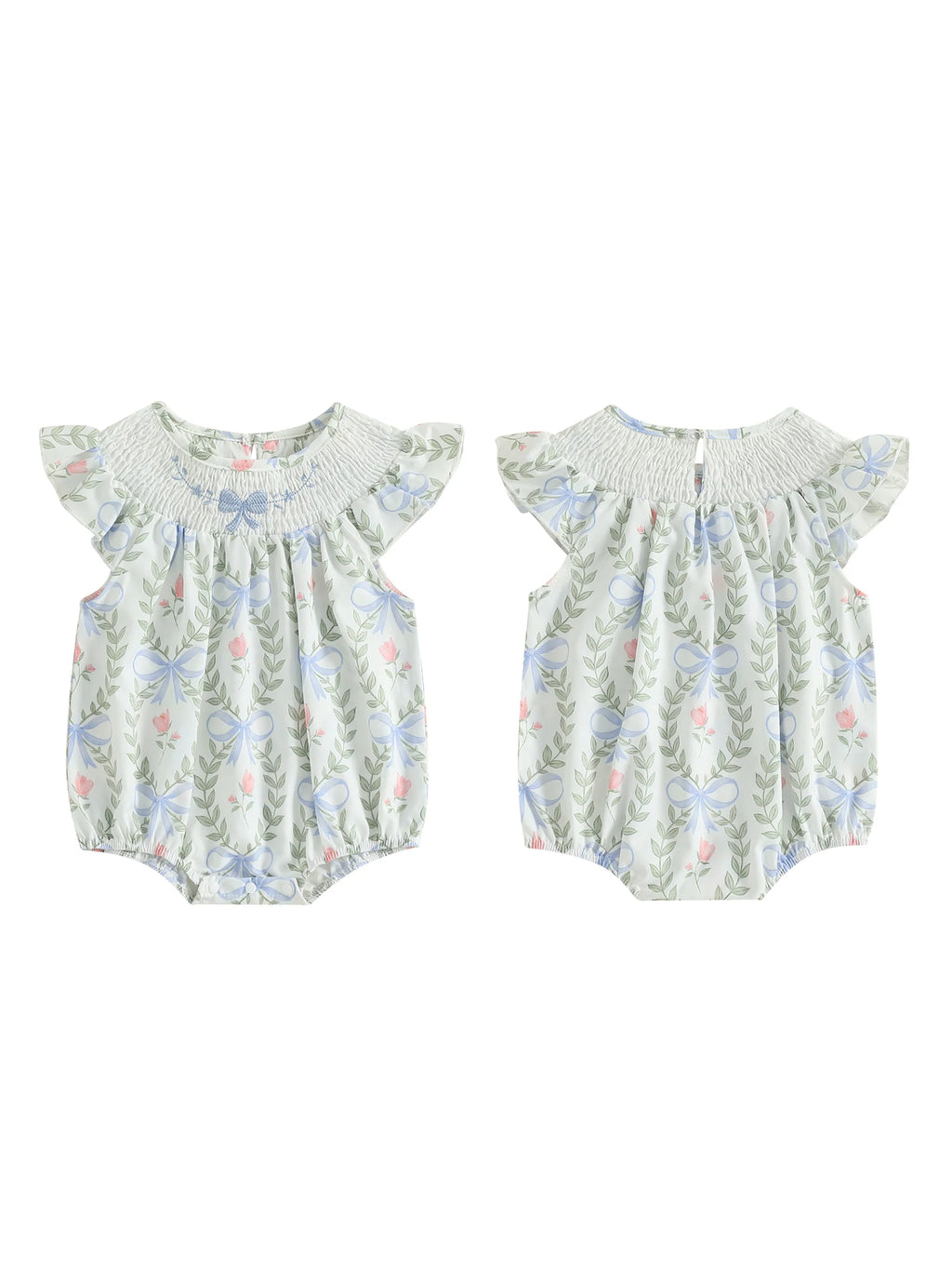 Adorable Baby Girls Jumpsuit Short Sleeve Round Neck Floral Print Toddler Romper for Playtime and Outings in Summer