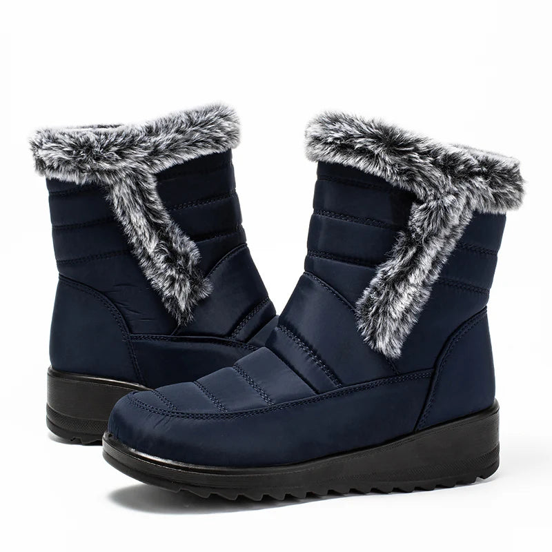 Faux Fur Waterproof Snow Boots Women 2024 Trend Non Slip Winter Ankle Boots Woman Warm Thicken Plush Couples Cotton Padded Shoes