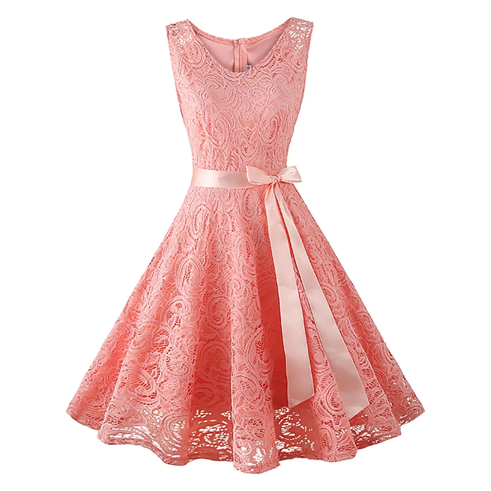 Pink Lace Party Wedding Dresses for Women Solid Sleeveless Elegant Gown Bridesmaid Prom Party A Line Dress Hollow Lace Up Robe