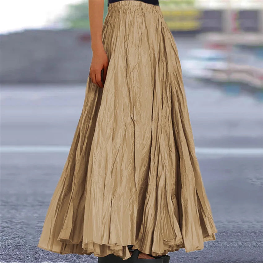 Fashionable Pleated A-line Skirt Spring Summer New Women's Solid Color Half Length Skirt With Elegant Pleats Floor Length Skirt