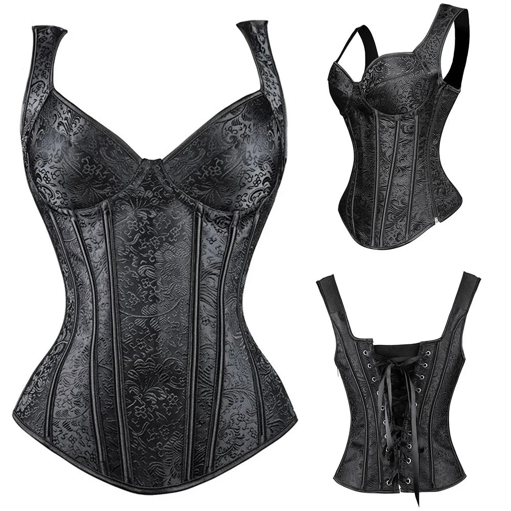 Waist Training Corset Vest Women Lace Up Boned Steampunk Bustiers Top Sexy Corselet Burlesque Clothing Gothic Party Costume
