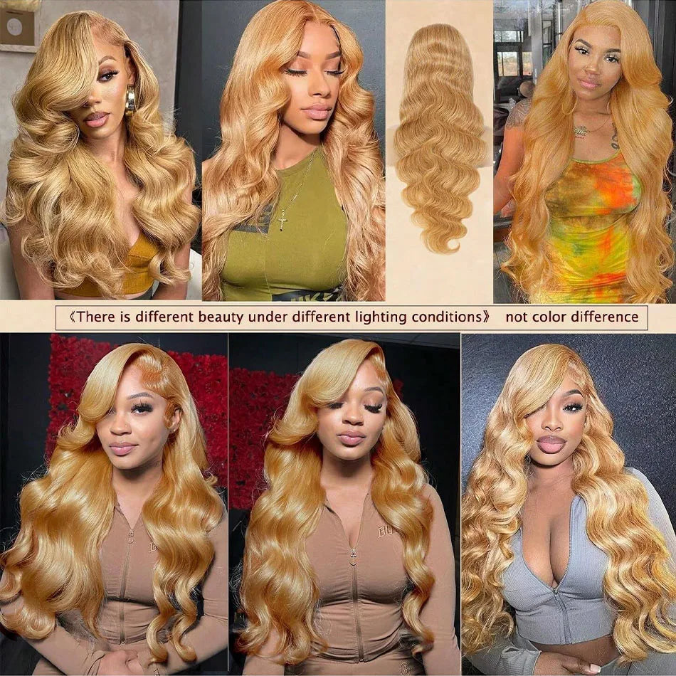 13x6 Body Wave HD Transparent Lace Frontal Wigs Human Hair 30 Inch Honey Blonde Wig Human Hair 200 Density Pre Plucked For Women