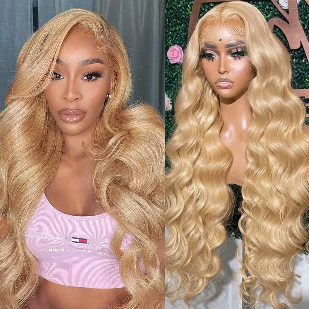 13x6 Body Wave HD Transparent Lace Frontal Wigs Human Hair 30 Inch Honey Blonde Wig Human Hair 200 Density Pre Plucked For Women