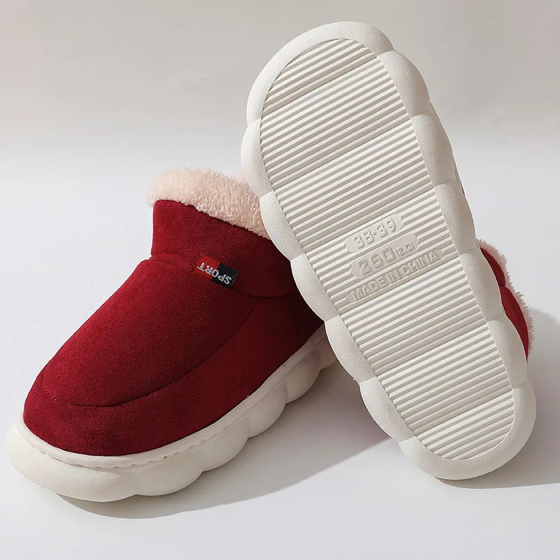 Shevalues Fashion Fur Slippers For Women Men Winter Warm ankles Cozy Furry Slides Home Indoor Soft Sole Plush Slides Cotton Shoe