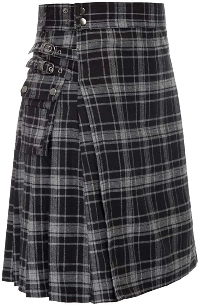 Men's Scottish Festive Skirt Men's Check Contrast Pleated Skirt