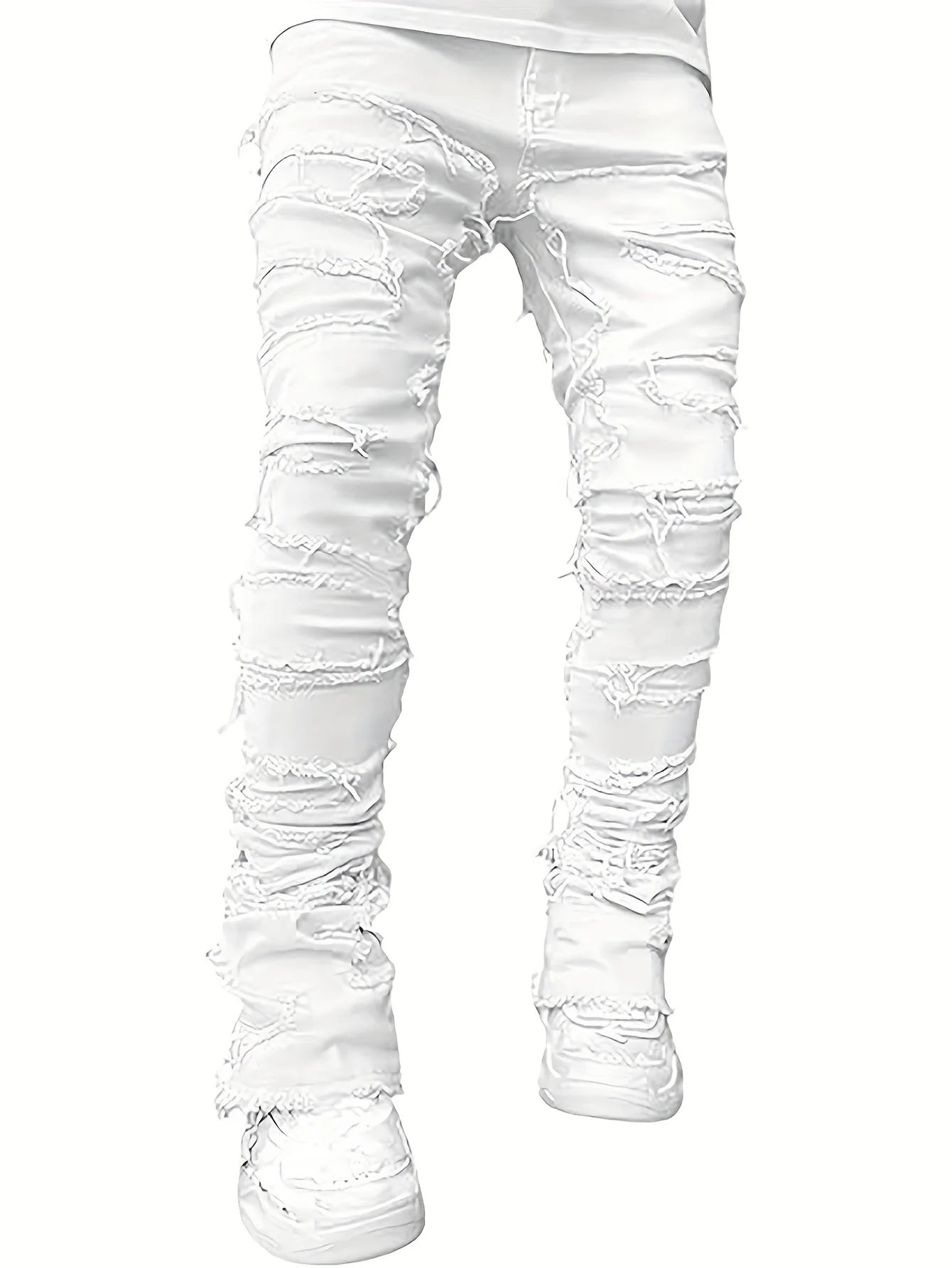 Y2K hip-hop style jeans, men's casual street-style stretch jeans, fashionable versatile stretch denim pants