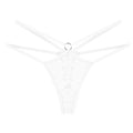 Women Strappy Hollow Briefs Underwear Ring Link Straps Low Rise Floral Lace Panties Ladies Translucent Sexy Underpants Lingerie