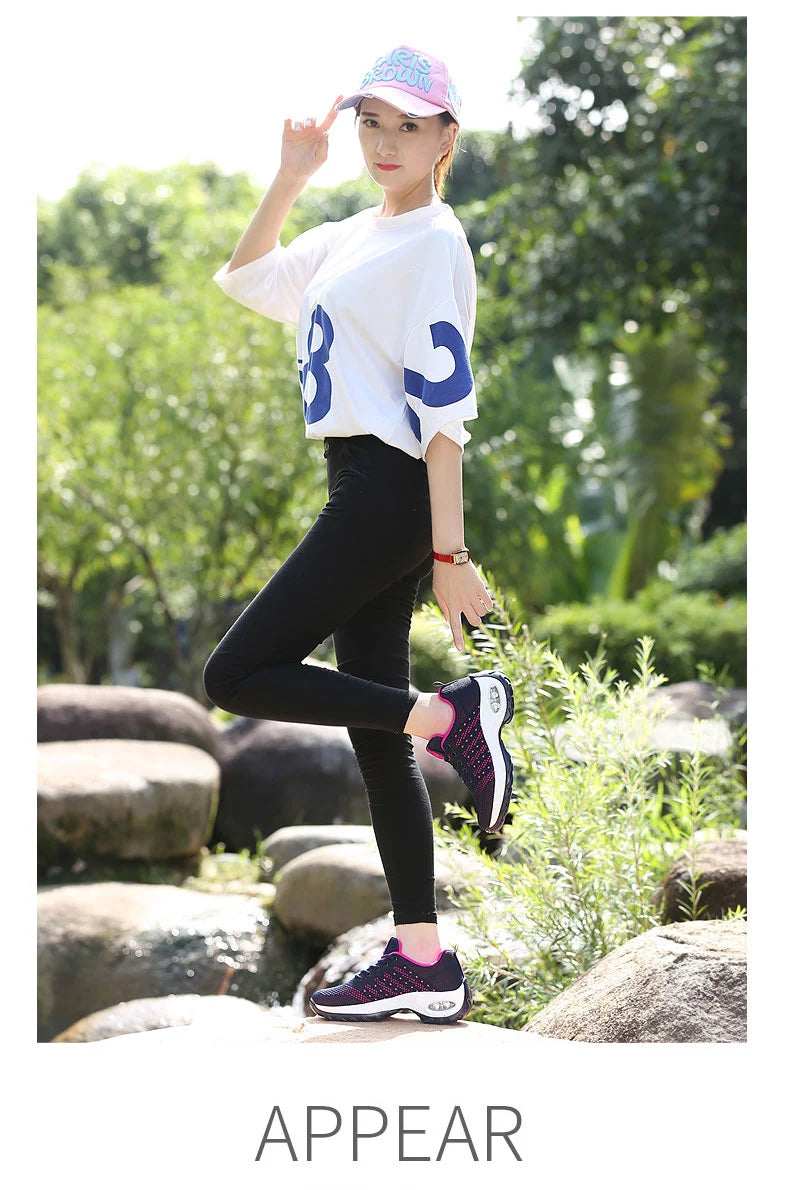 2025 Women's Fashion New Product: Sports Walking Shoes Breathable and Lightweight Casual Walking Platform Shoes Calzados Mujeres