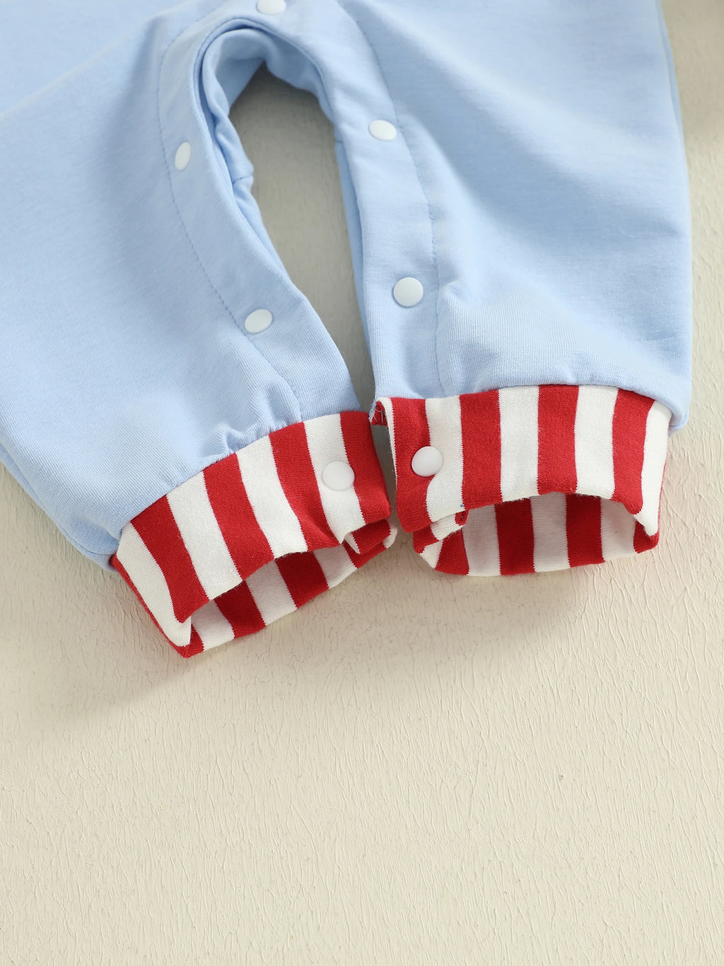 Lioraitiin Newborn Baby Boys Christmas Romper Santa Embroidery Striped Crew Neck Long Sleeve Full Length Jumpsuit
