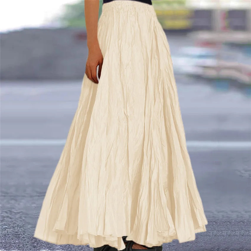 Fashionable Pleated A-line Skirt Spring Summer New Women's Solid Color Half Length Skirt With Elegant Pleats Floor Length Skirt