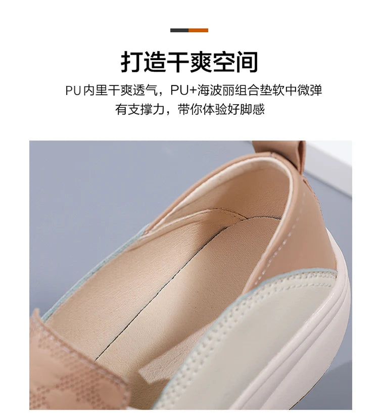 New women's 43 casual shoes, 100% genuine leather breathable and fashionable leather shoes for walking