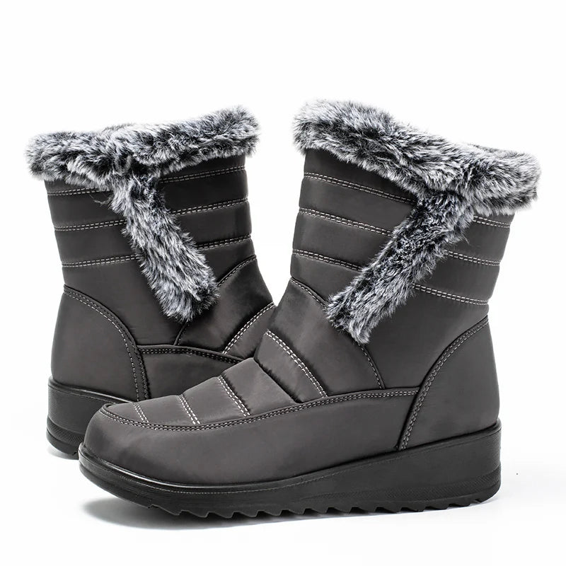 Faux Fur Waterproof Snow Boots Women 2024 Trend Non Slip Winter Ankle Boots Woman Warm Thicken Plush Couples Cotton Padded Shoes